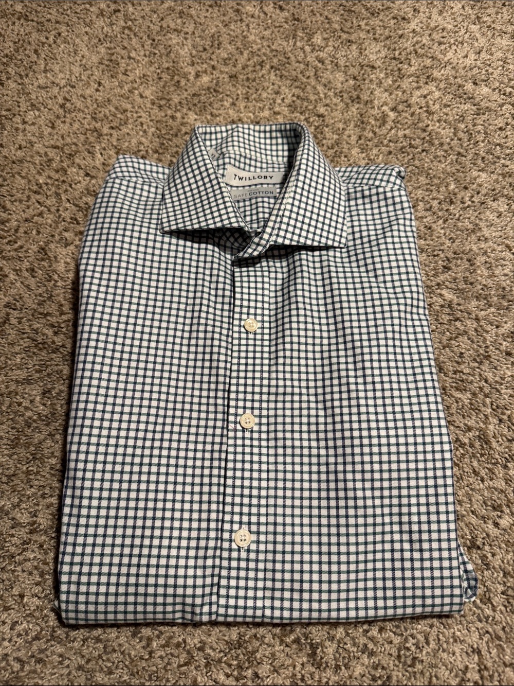 Twillory Non-Iron Tailored Fit Windowpane Check Dress Shirt- 16 34/35